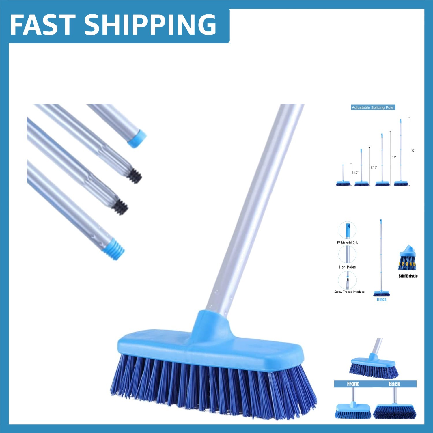Adjustable Long Handle Deck Brush – Perfect for Tough Dirt and Stains gallery