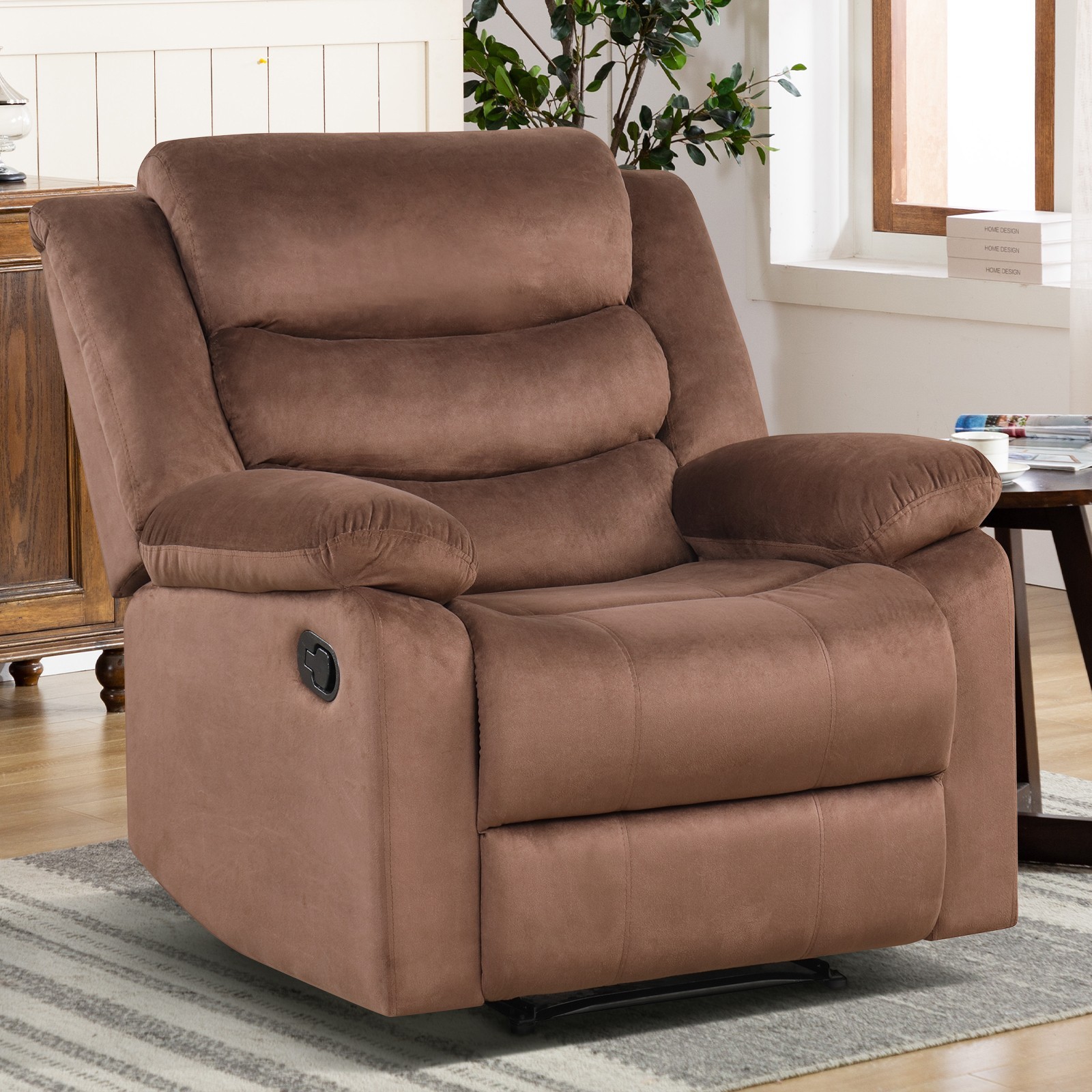 EBELLO Modern Comfort Reclining Chair Breathable Fabric Manual Recliner Chair gallery