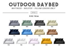 STYLE 3 – Outdoor Daybed Same Pipe Trim Mattress Bolster Cushion |COVER ONLY|