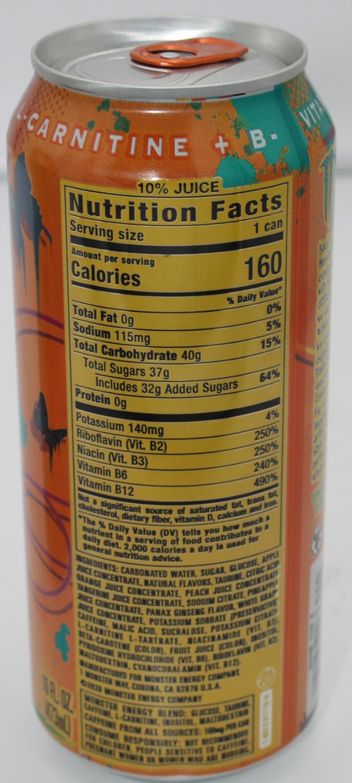 Monster Juice (2-Pack) Khaotic Tropical Orange Energy Drink (2) 16 oz Cans NEW gallery