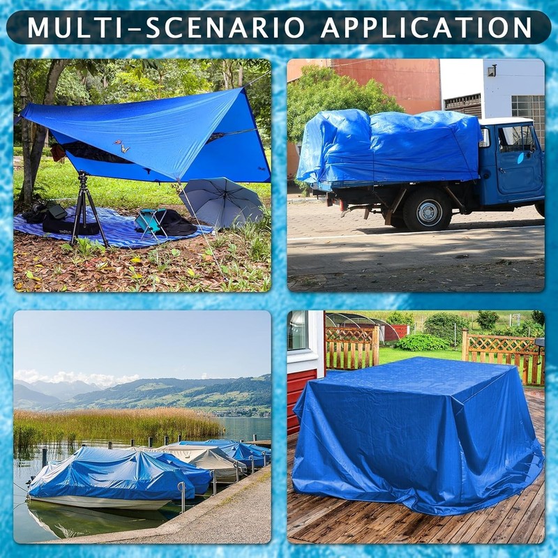 Versatile 10x10 Ft PE Pool Ground Tarp - Protects Against Rocks and Roots gallery