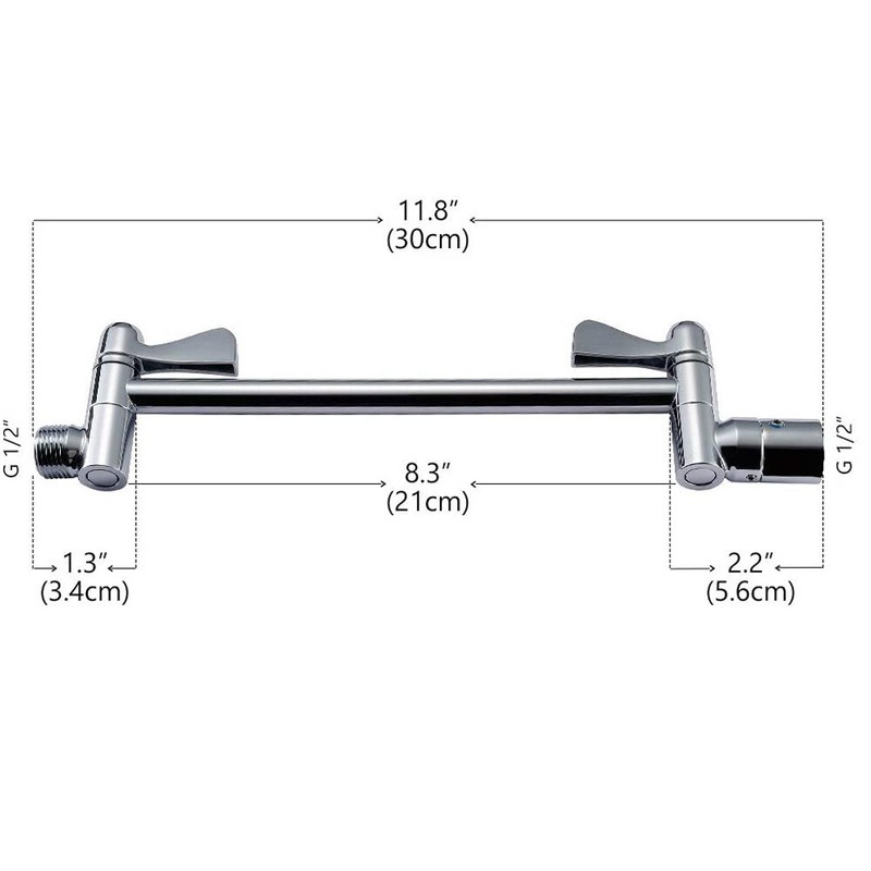 11" Solid Brass Shower Head Extension Arm with Lock Joints Adjustable Height gallery