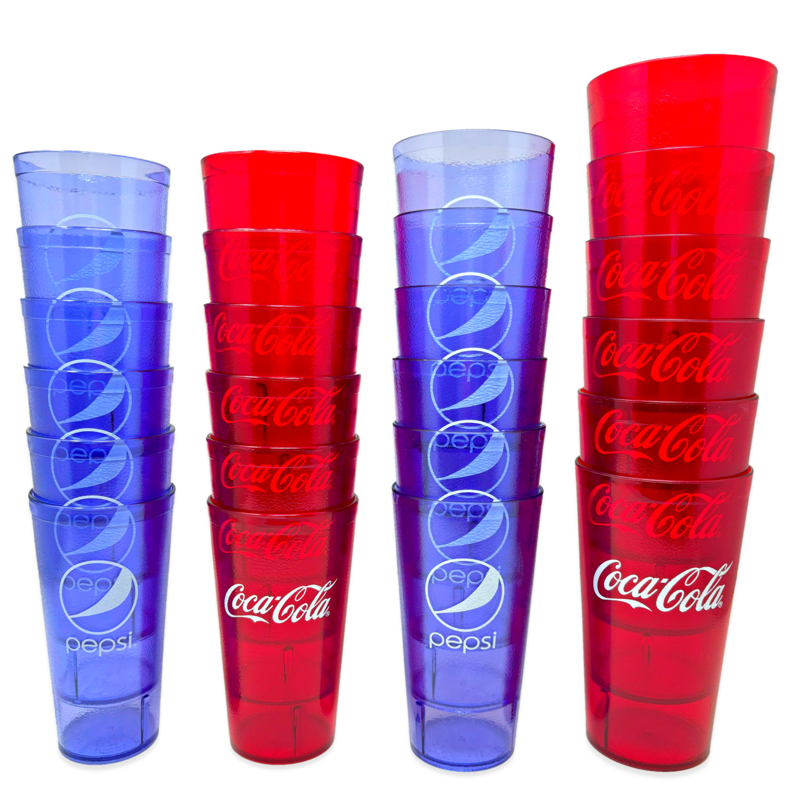 20-32oz Restaurant Grade Red-Blue Coca Cola-Pepsi Heavy-Duty Plastic Tumblers gallery