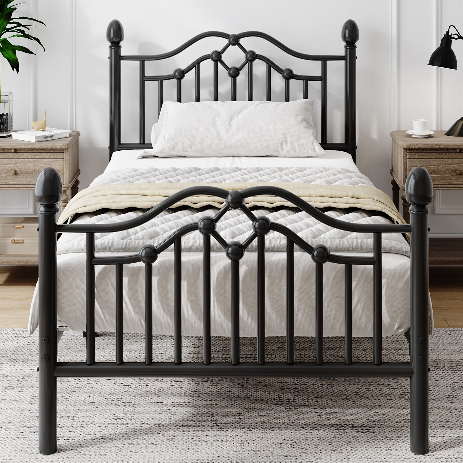 Twin Metal Bed Frame with Headboard＆Footboard Platform Bed Frame for Kids gallery
