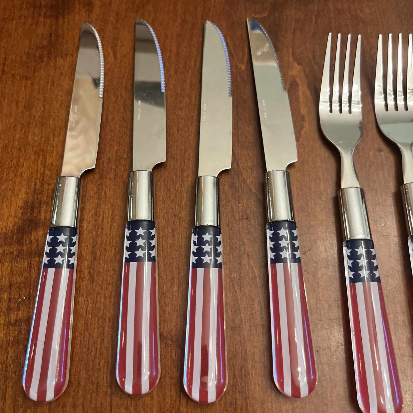 Stars & Stripes flatware, American Flag 4th of July, stainless, 12 Pc Set gallery