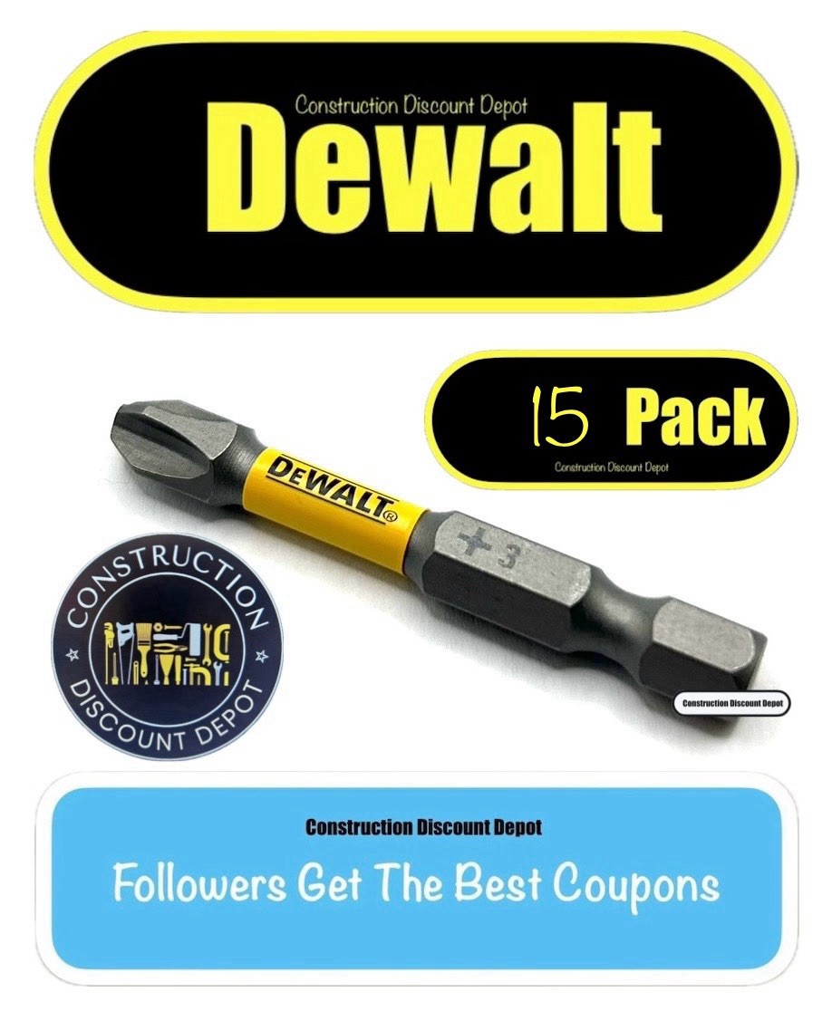 15 Pack Dewalt Maxfit Ultra Bit Phillips #3 PH3 2in. IMPACT READY 2" Drill Bits gallery