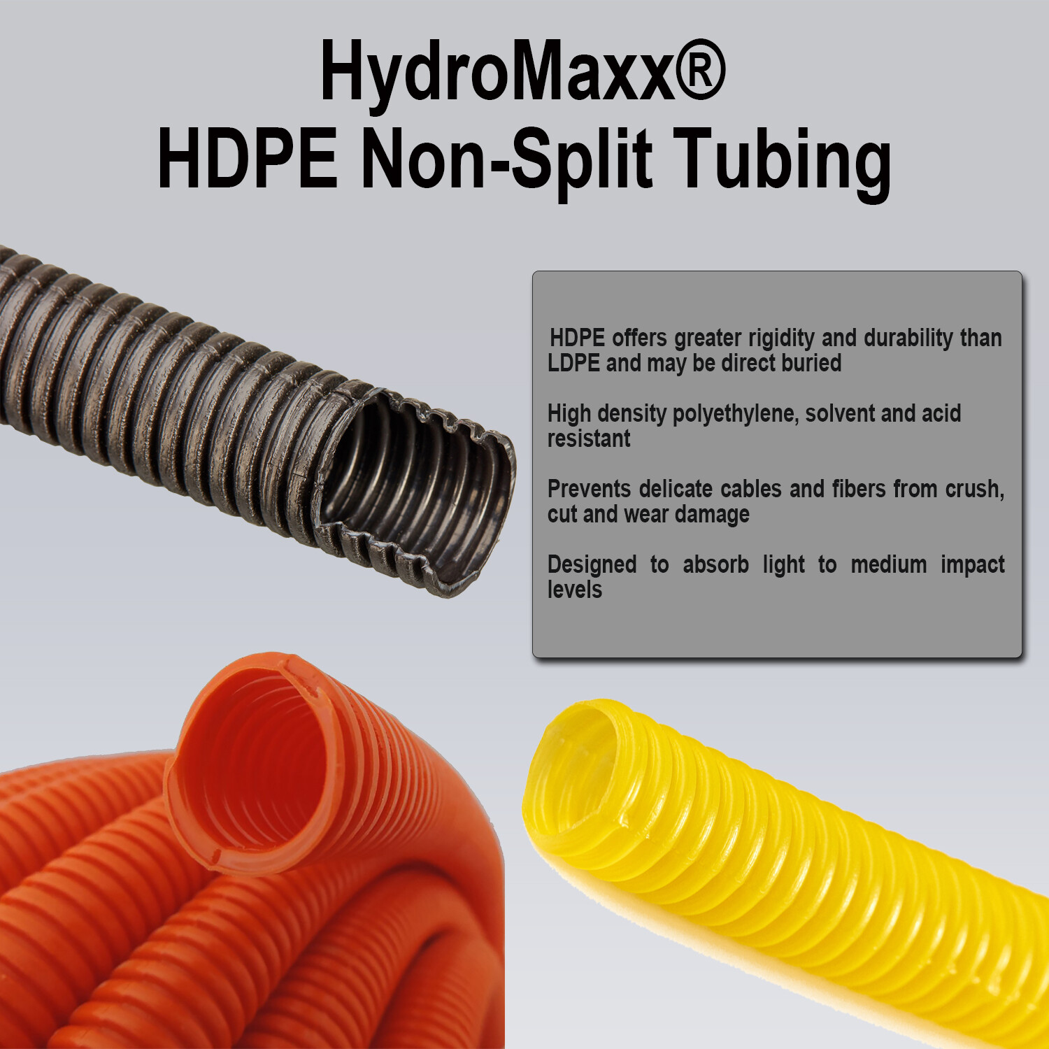 1" x 100' Non-Split HDPE Wire Loom Tubing - Black, Orange or Yellow gallery