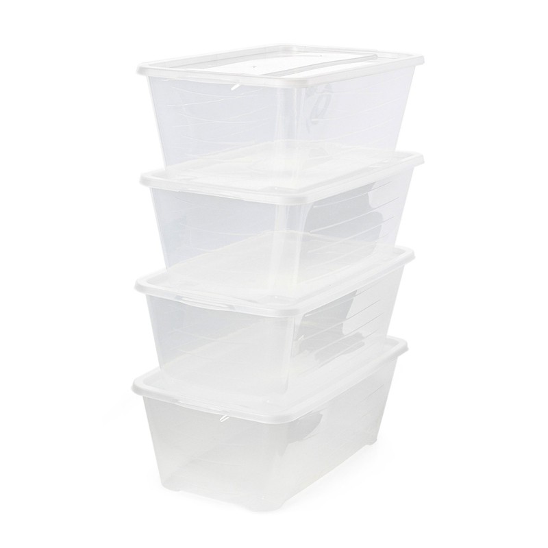 Life Story 6 Quart Rectangular Clear Plastic Lidded Storage Shoe Box, 4 Pack gallery