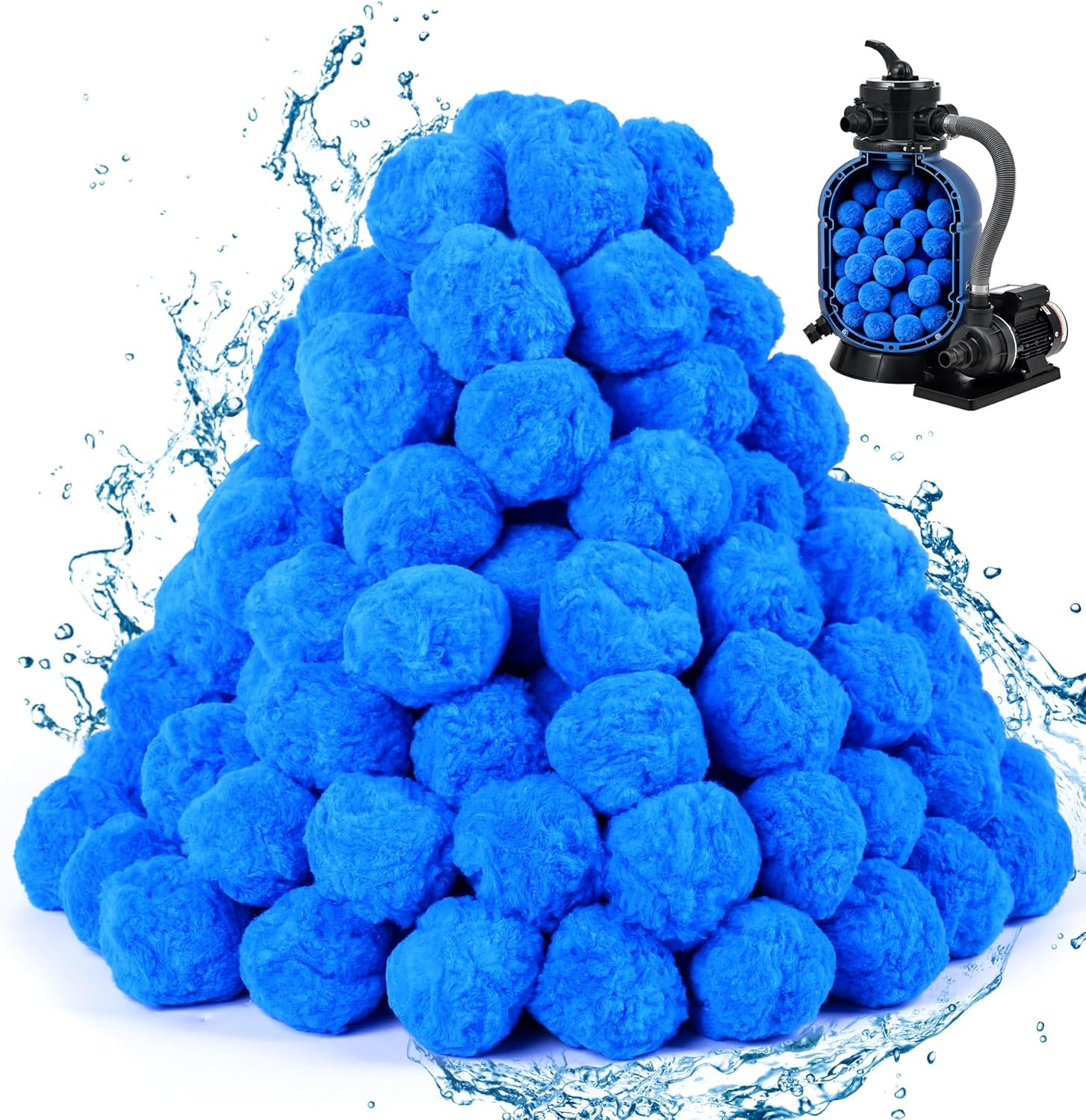 3.5 Lbs Pool Filter Balls for Sand Pump, Reusable Blue Pool Filter Media Balls R gallery
