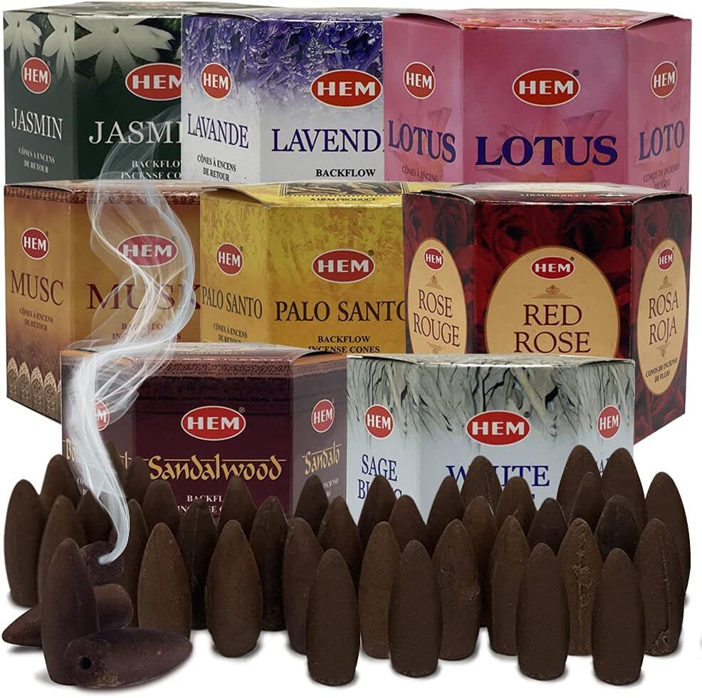 HEM 40 - 320pcs Large Extended Long Burn Backflow Incense Cones Floral BackFlow gallery