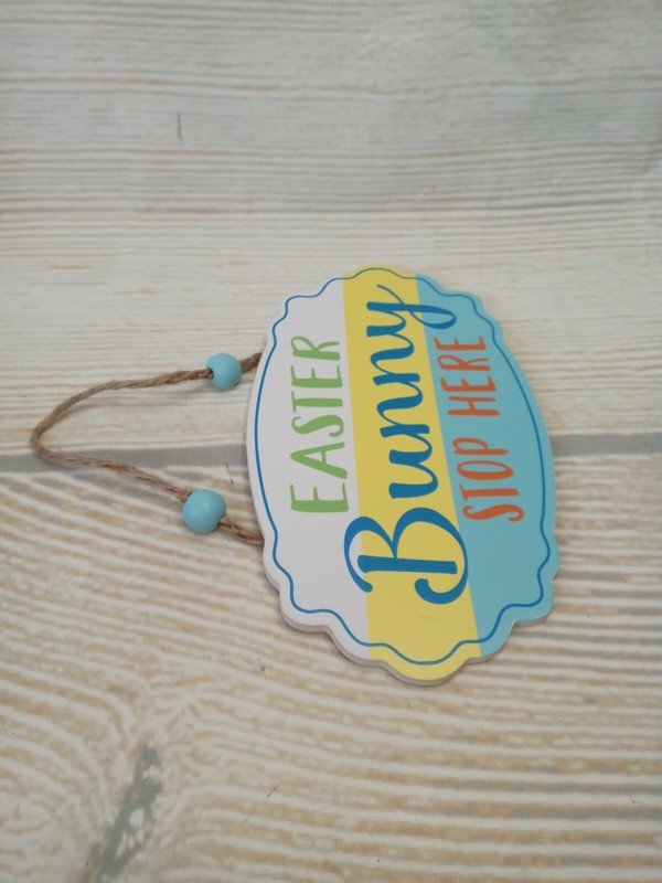 New "Easter Bunny Stop Here" Hanging Wood Sign Decor Ornament Spring Carrots Egg gallery