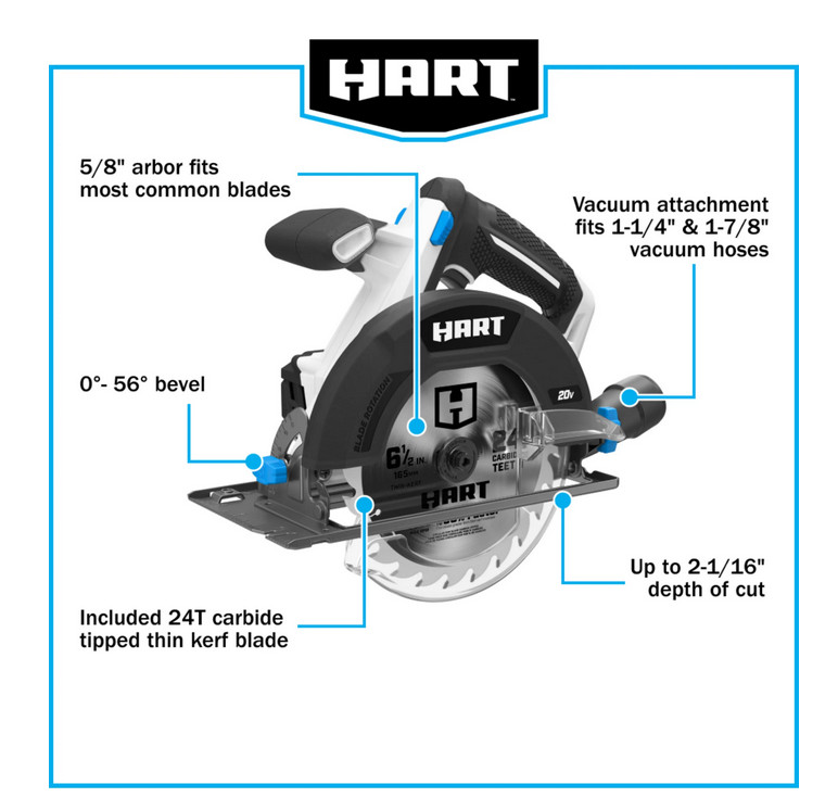 HART 20-Volt 6-1/2-inch Battery-Powered Circular Saw (Battery Not Included) gallery