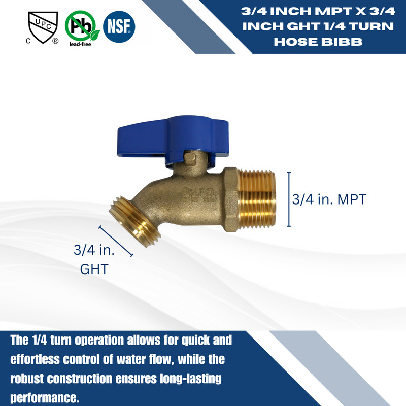 5 - 3/4 MALE THREADED HOSE BIBB NOKINK, WATER, OIL 125 PSI (LEAD FREE BRASS) gallery