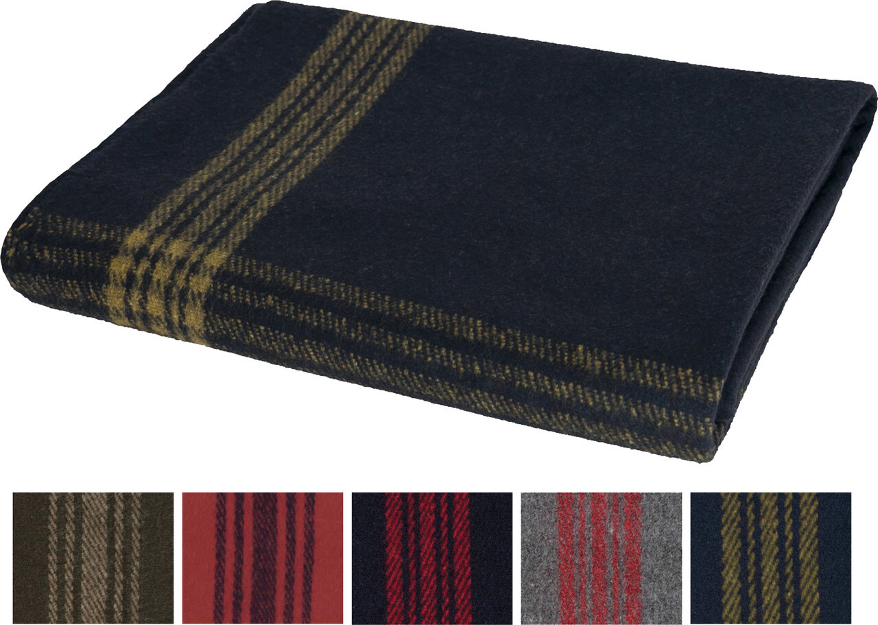 Striped Wool Blend Blanket Camping Survival Emergency Bed Throw Cover 62" x 80" gallery