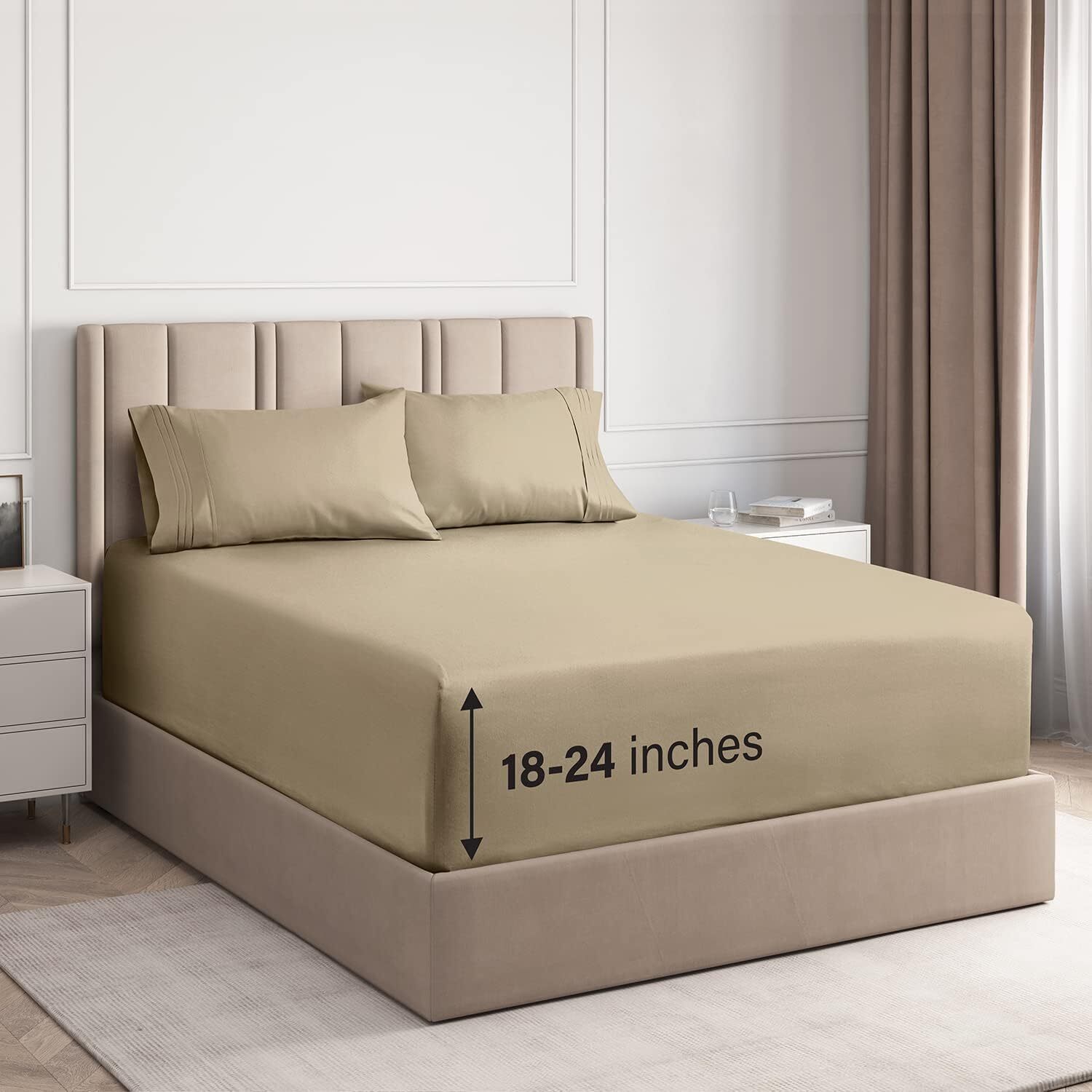Extra Deep Pocket, 100% Cotton 400 Thread Count 4 Piece Sheet Set by CGK Linens gallery