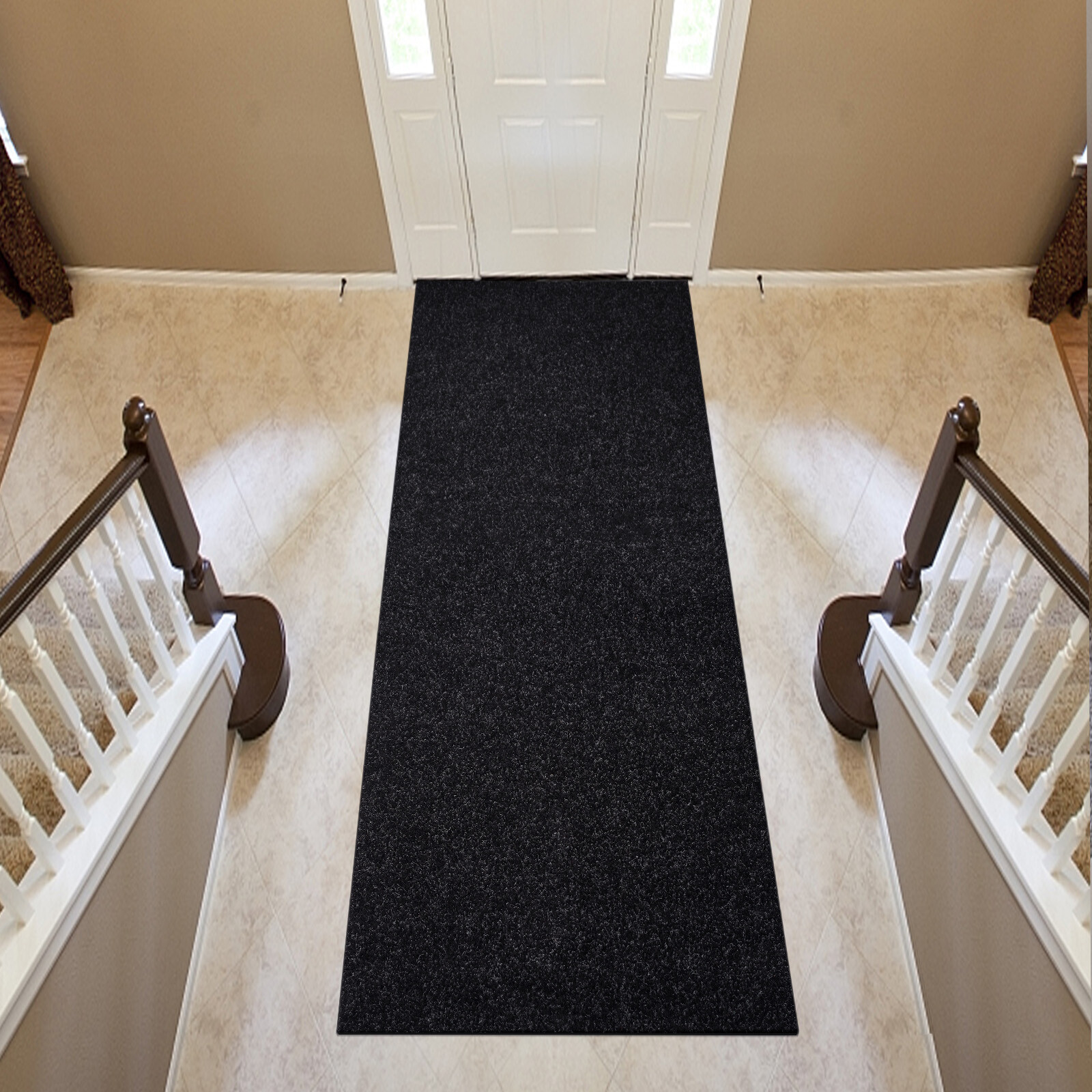 Black Runner Rug Hallway Non Slip Rubber Back Entryway Kitchen Runner Door Mat gallery