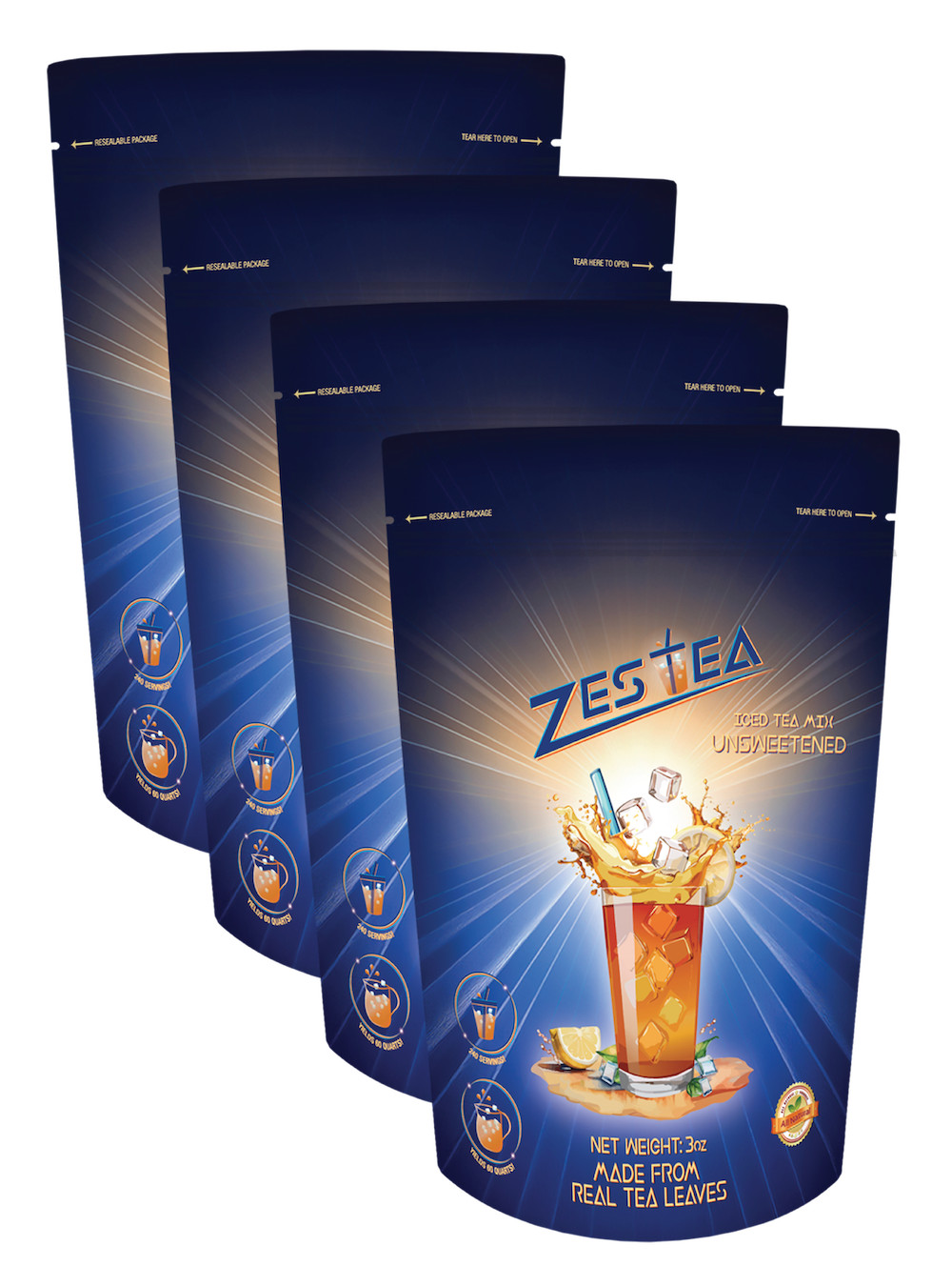 Zestea™ Unsweetened Instant Iced Tea Mix - (4) 3oz Bags gallery