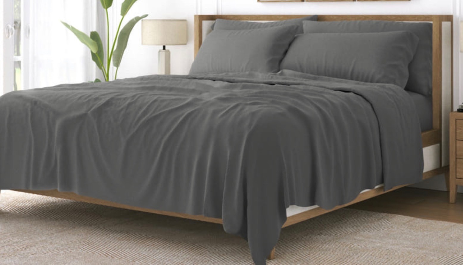 Luxury Linens Bed Sheet Set - 6 Piece, Dark Gray California King gallery