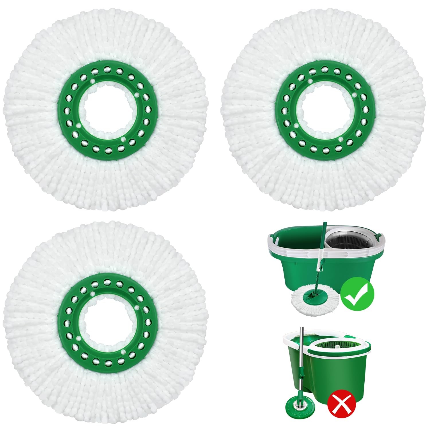 Reusable Mop Head Replacement for Libman Tornado Spin Thick 3 Pack, White gallery