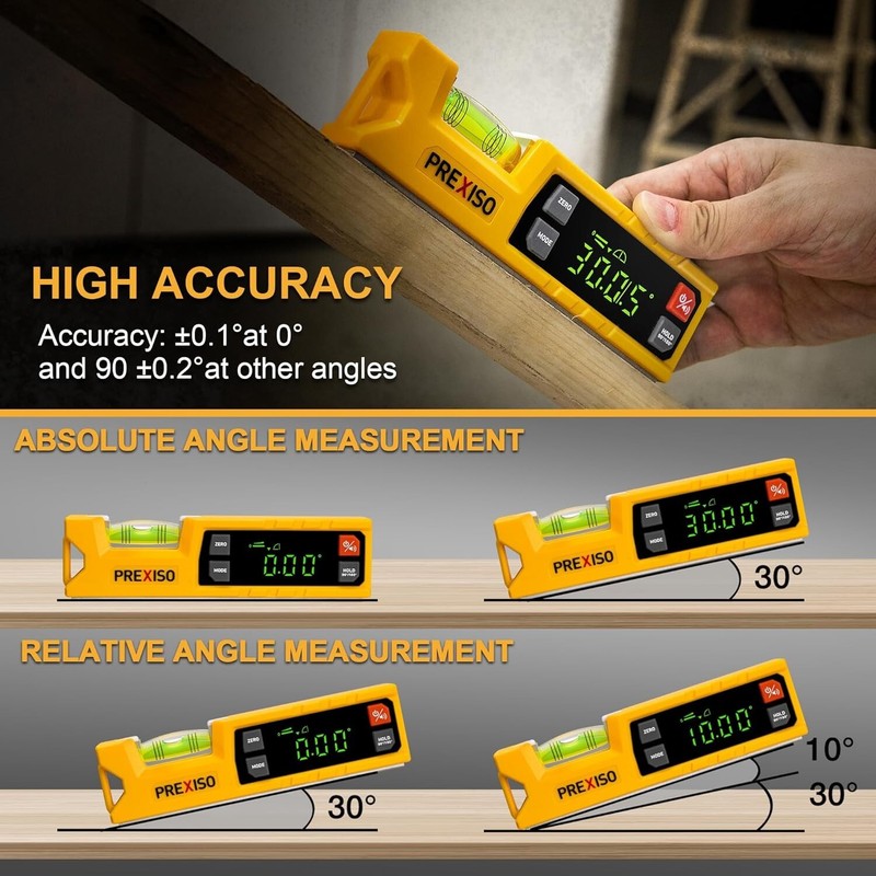 PREXISO Digital Level & Digital Protractor 7''Angle Finder 0-90° & 0-180° Range gallery