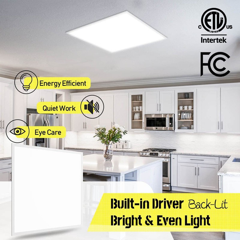 LED Flat Panel Light 2x2FT, 45Watt 5800LM Recessed Backlit Troffer Lights, 5000K gallery