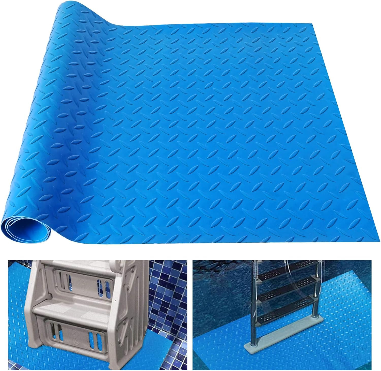 Large Swimming Pool Ladder Mat, 17"X38" Protective Non-Slip Pool Step Pad with T gallery