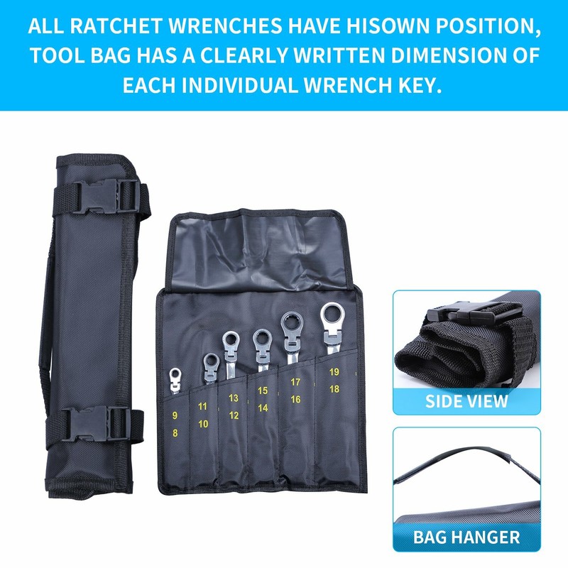 6pcs Extra Long Ratcheting Wrenches Spanner Set Double Box End Flex-Head Metric gallery