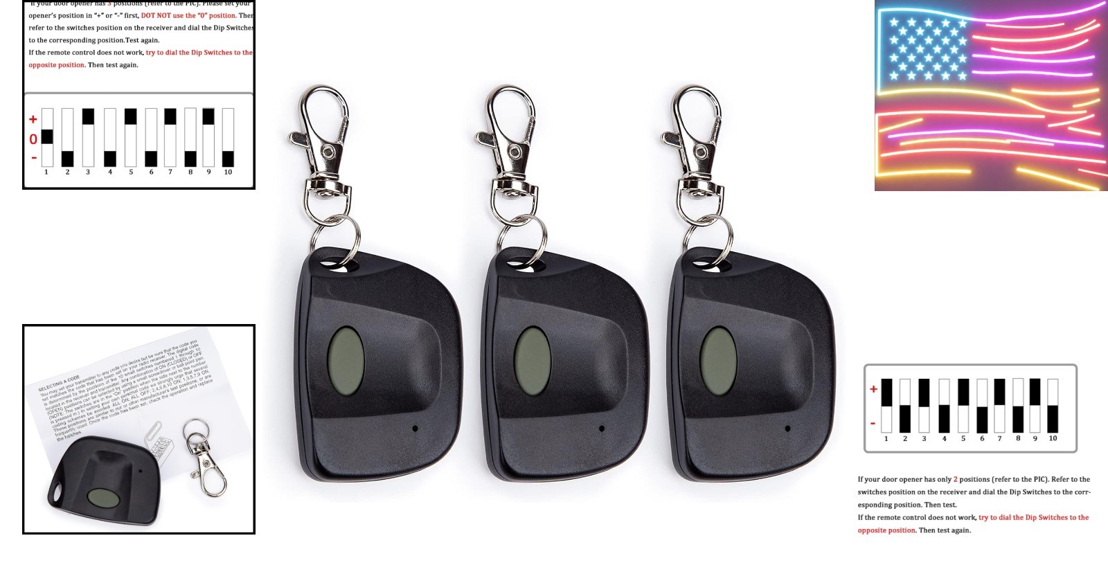 3 Pack Garage Keychain Door Remote Control Replacement for Linear Muti Code 3... gallery