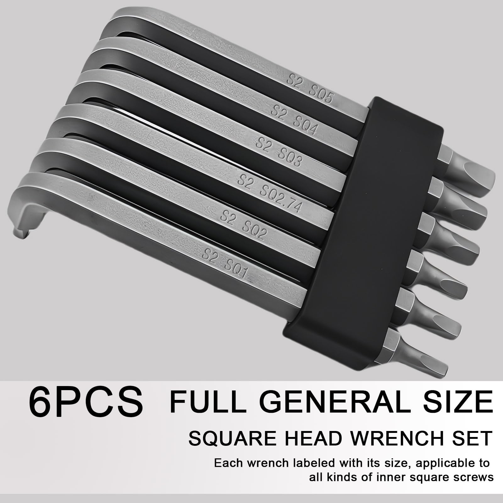6Pcs Square Head Wrench Set L Shape Square Head Allen Wrench S2 Steel Square ... gallery