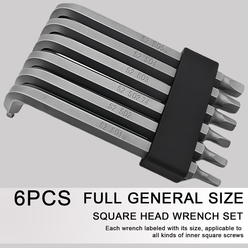 6Pcs Square Head Wrench Set L Shape Square Head Allen Wrench S2 Steel Square ... gallery