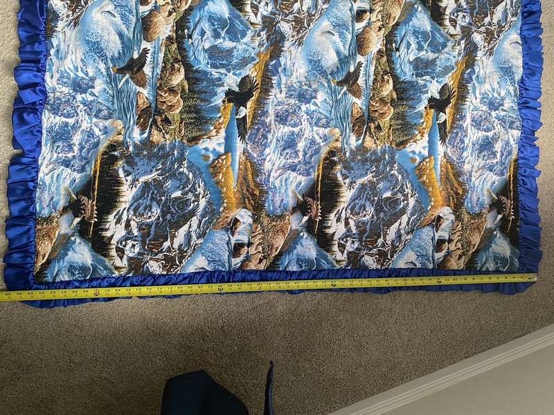 Eagle/Waterfall Pattern Satin Bordered/Cotton /Blanket/Throw-Homemade-56 X 45 gallery