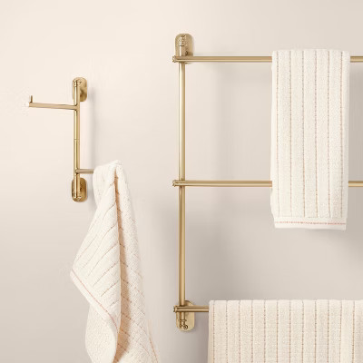 Wall-Mounted Brass Ladder Towel Rack Antique Finish - Hearth & Hand with gallery
