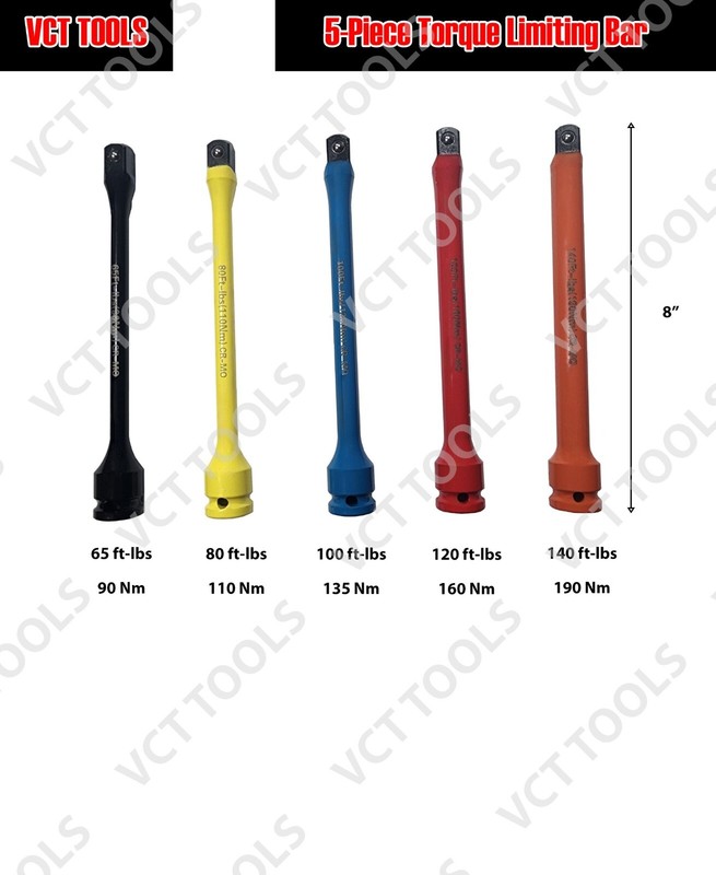 5pc 1/2" Drive Torque Bar Extension Set Air Impact Limiting Stick Auto Tool gallery