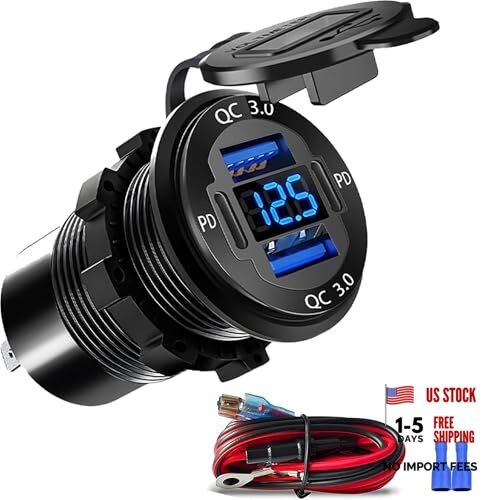 Upgraded 12V USB Charger with 4 Ports - Aluminum Alloy Car Outlet Pack of 1 gallery