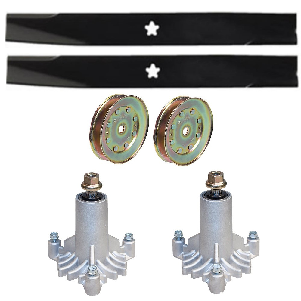 130794 2 Spindle Assemblies with Pulleys and Blades Fits Husqvarna gallery