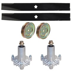 130794 2 Spindle Assemblies with Pulleys and Blades Fits Husqvarna