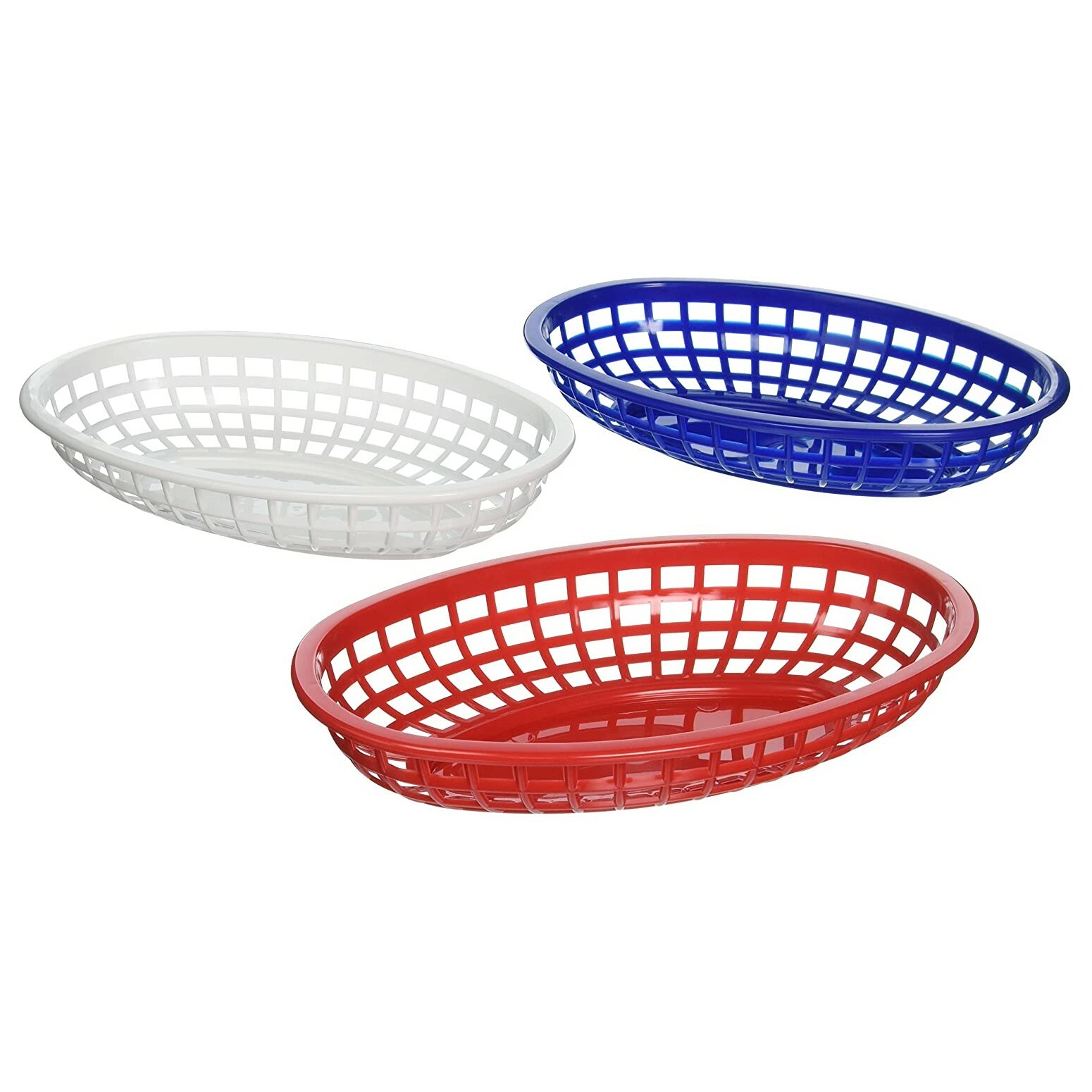 TableCraft BBQ Food & Snack Red, White & Blue Oval Serving Basket - Set of 6 gallery