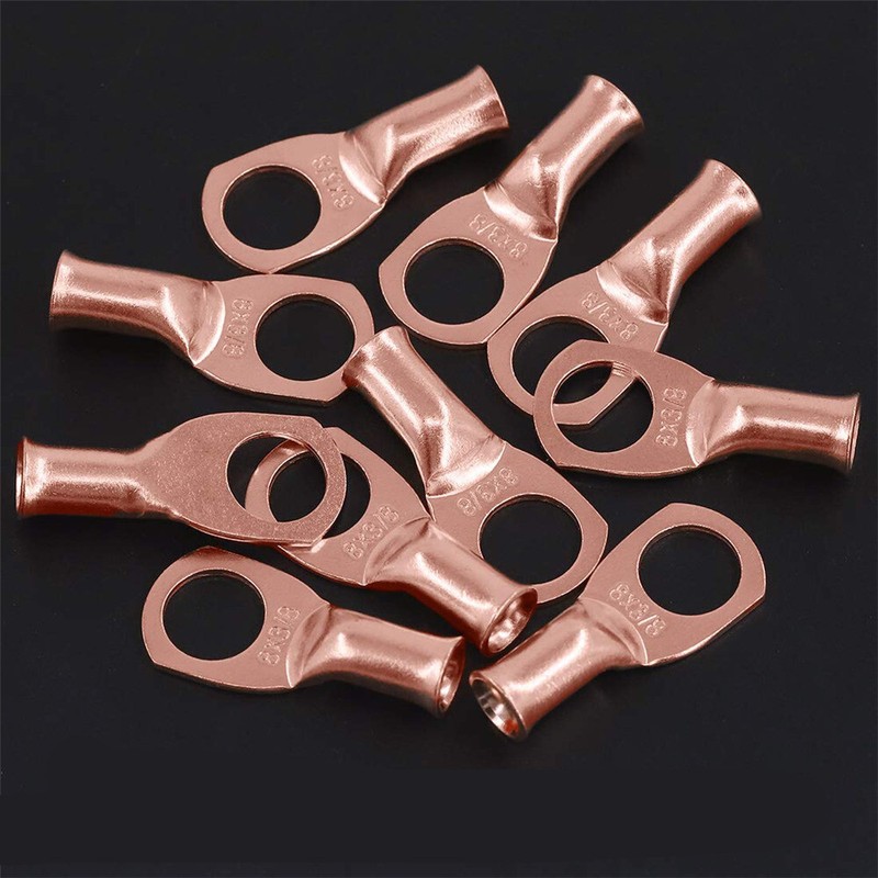 Bare Copper Lugs Ring Terminals Battery Wire Welding Cable Connectors 8-4/0 AWG gallery