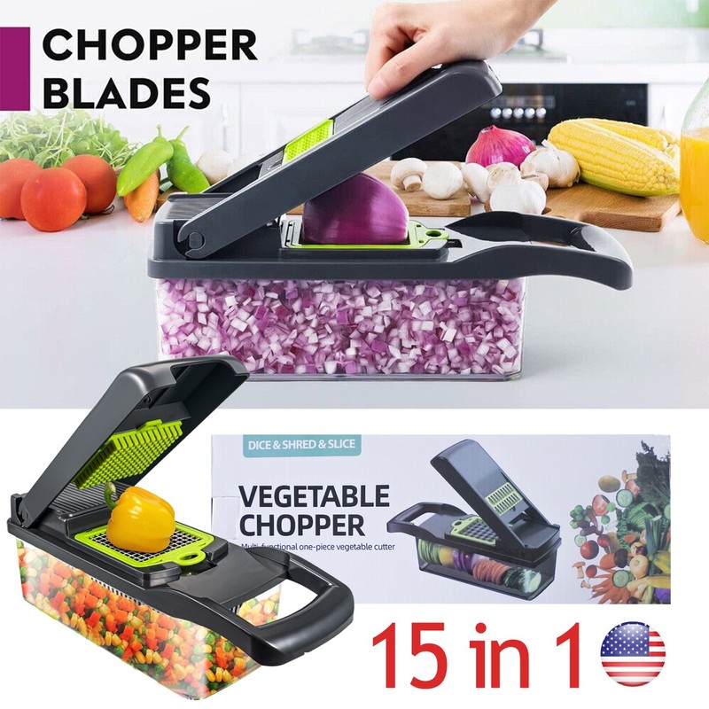 Kitchen Vegetable Fruit Chopper 15-in-1 Food Salad Onion Cutter Peelers Slicer gallery