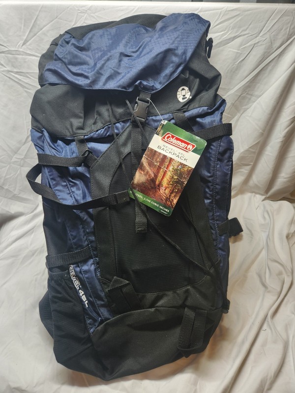 Revel 45L backpack in blue and black