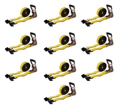 10 Pack 2″x27′ Ratchet Strap Flat Hook 12,000lb Breaking Strength 4,000lb WLL