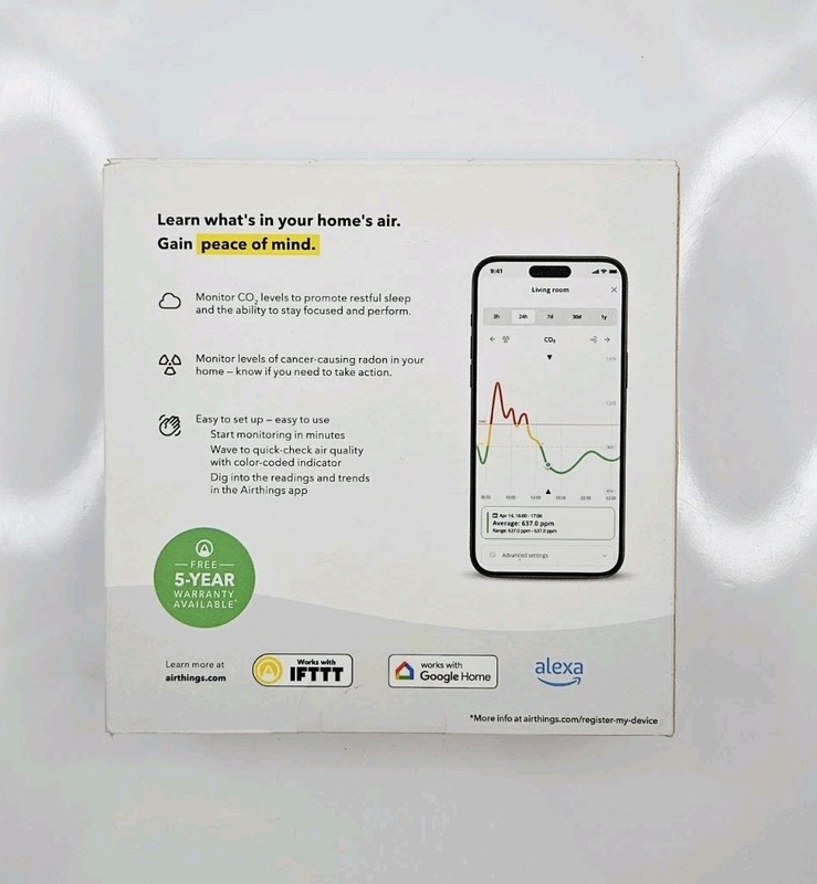 Airthings Wave Plus-Radon & Air Quality Monitor with 6 sensors (CO2, VOC) gallery