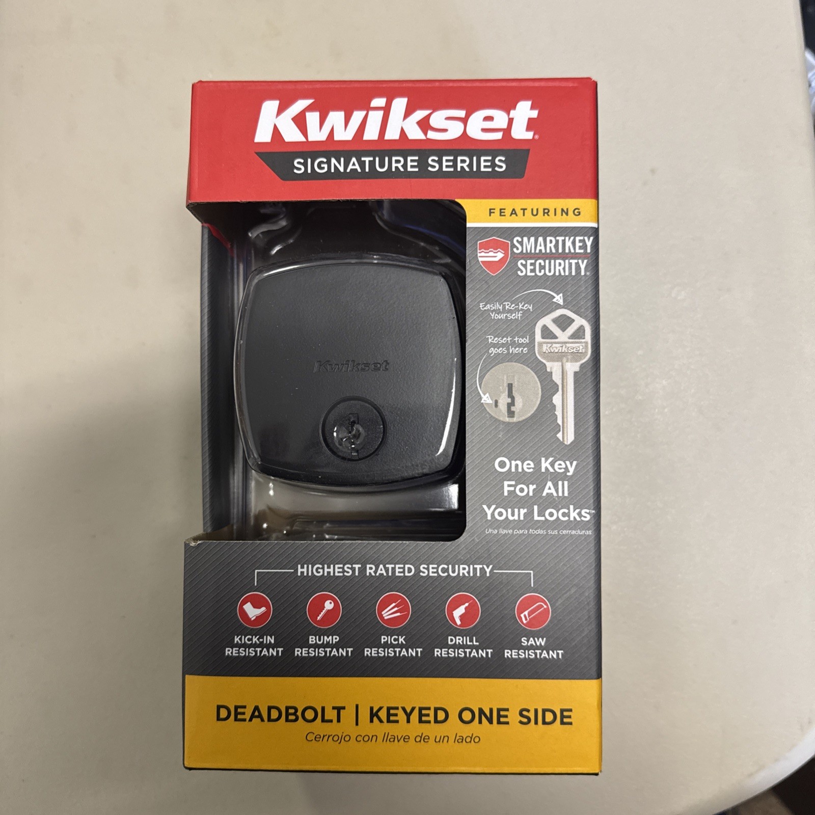 Kwikset Signature Series- Midtown Keyed Deadbolt Lock- Matte Black- SmartKey gallery