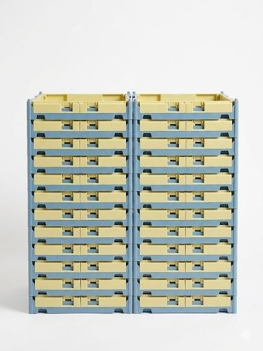 HAY Design Recycled Color Crate Storage Bins - Small Lot of 10 - Blue/Yellow NEW gallery