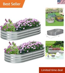2 Pack Galvanized Raised Garden Bed Metal Oval Raised Garden Beds Outdoor Pla…