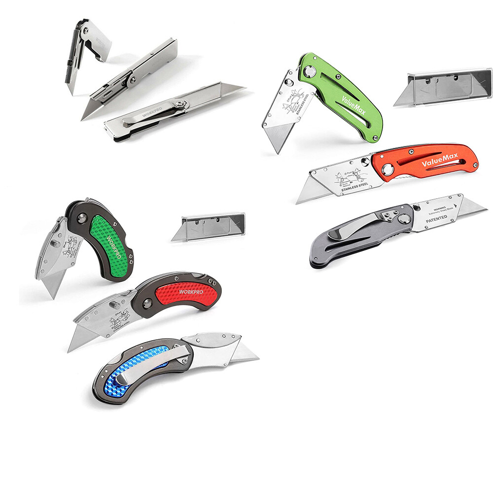 WORKPRO3PC Stainless Steel Utility Knife/3PC Aluminum Mini Folding Utility Knife gallery