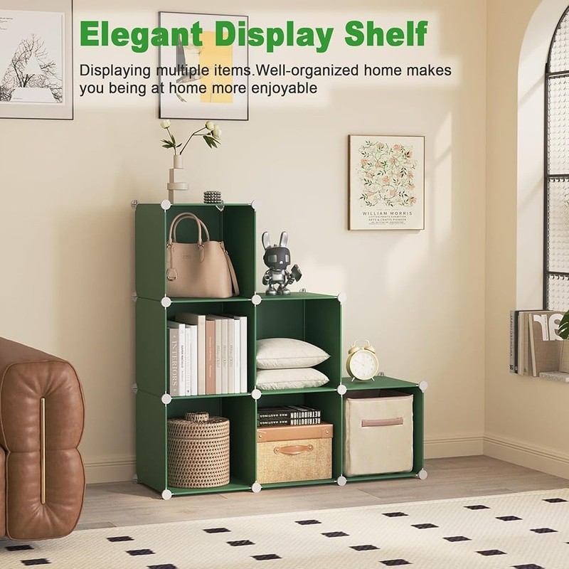 Versatile Storage Cube Display Shelf Easy Assembly Customizable Design 6 Cubes gallery