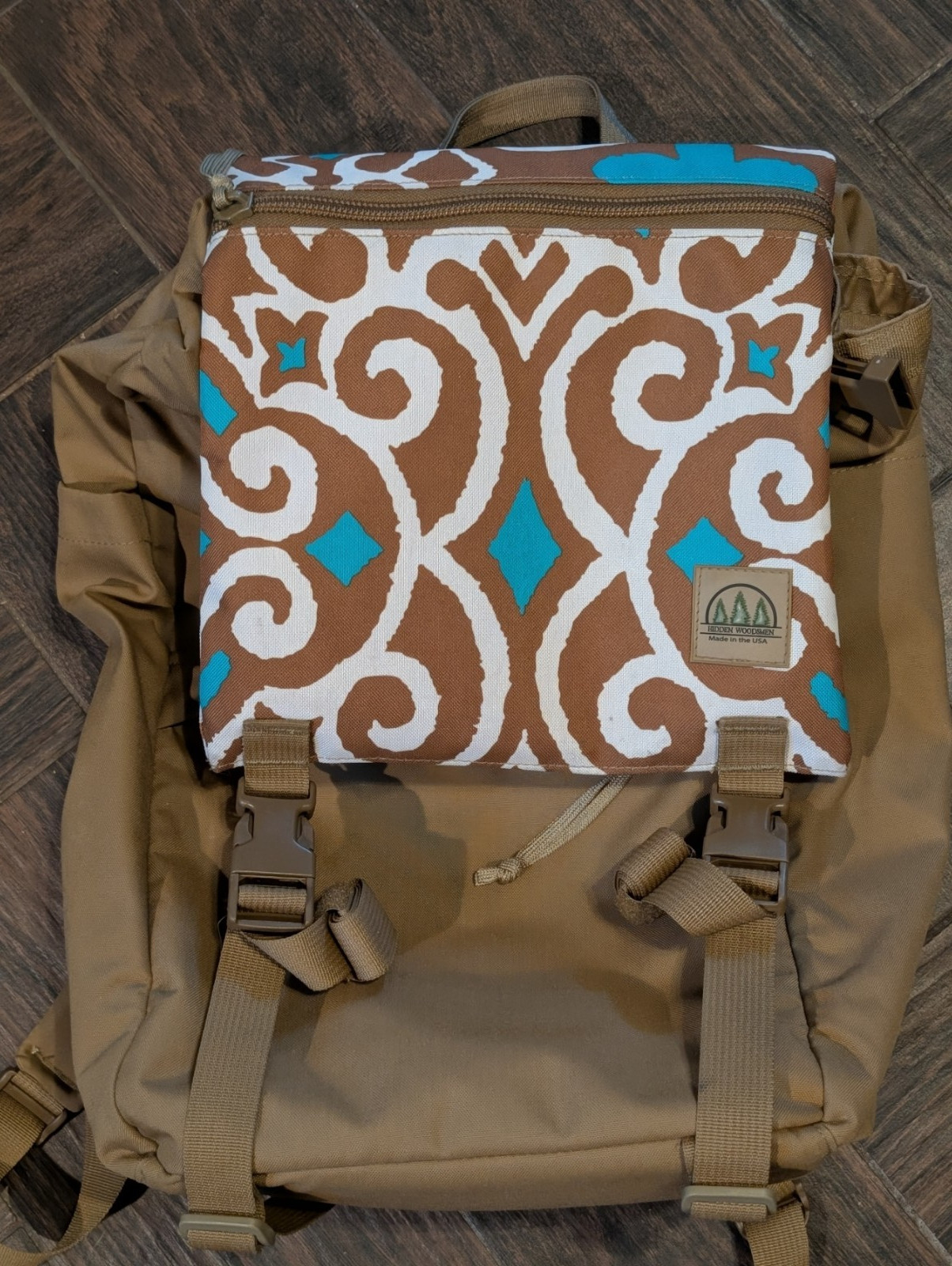 Hidden Woodsmen Model 23 Backpack (Coyote with Coyote Teal Pattern)