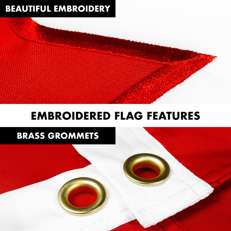Combo: 6 Ft Flagpole Silver & Canada Flag 3x6 Ft Double Sided Embr 210D Poly gallery