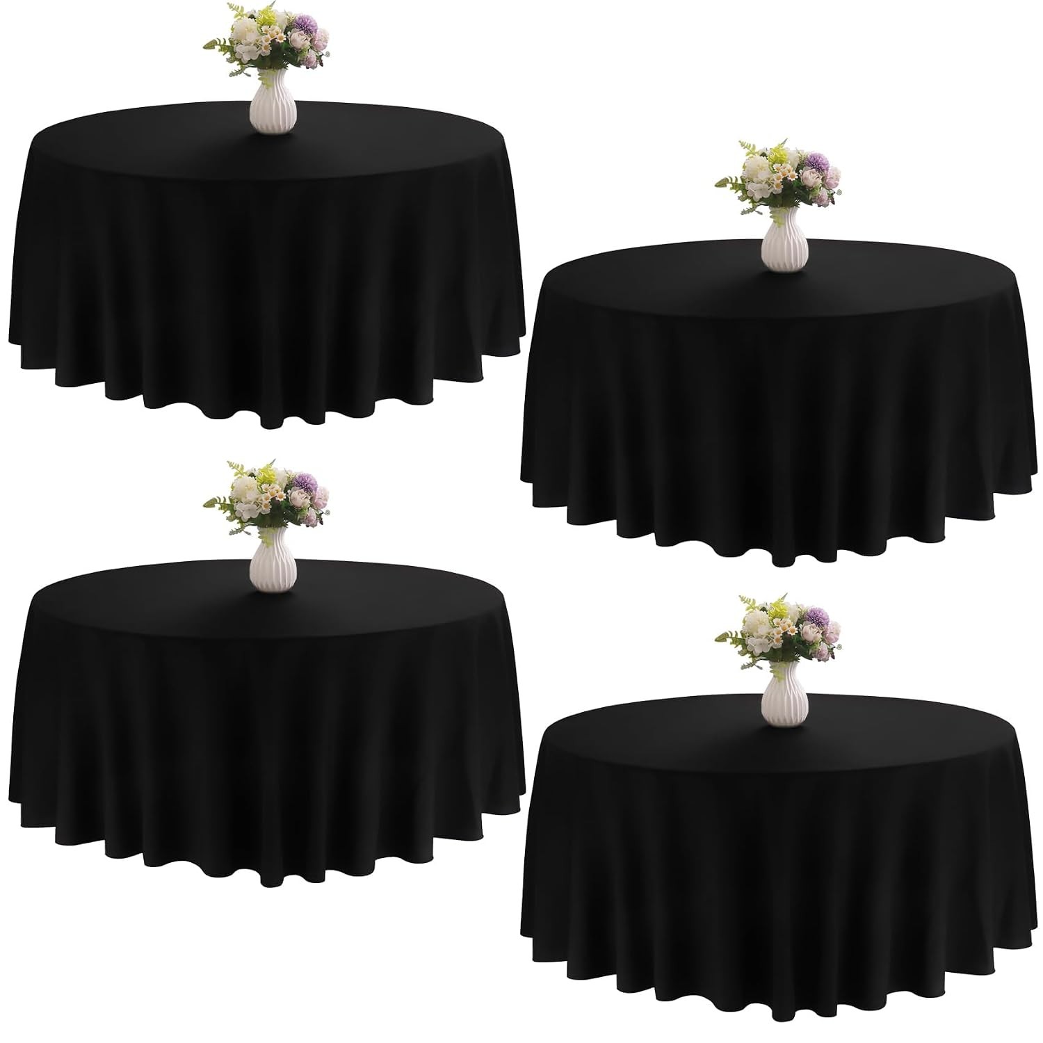 90 Inch Round Black Polyester Washable Tablecloth 4 Pack Black Tablecloth 90 gallery